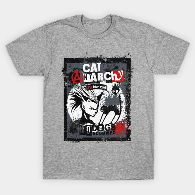 CAT ANARCHY - BLACK WHITE & RED T-Shirt by Off the Page